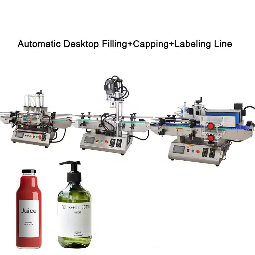 Automatic Desktop Filling Capping Labeling Machine Line Small Bottle Fill System