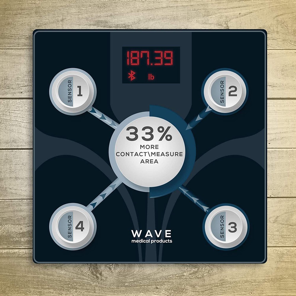WAVE Smart Digital Bathroom Weight Fat Scale Body BMI Mobile Fitbit Bluetooth