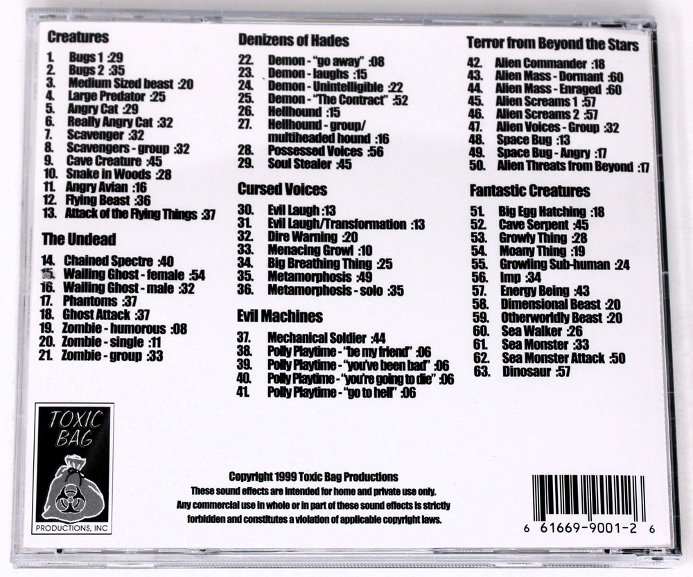 Toxic Bag Game Masters Collection 2 Monsters Sample/Sound FX Library/Sampling CD