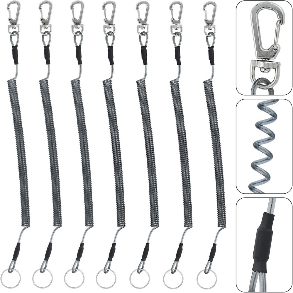 Fishing Lanyard (7Pcs) Safety Retractable Coiled Tether