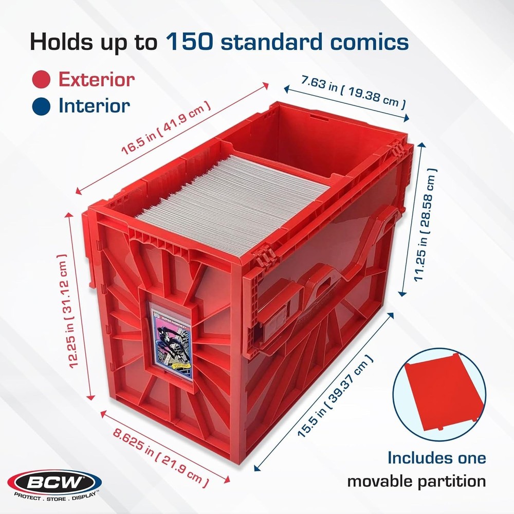 Short Comic Book Bin | Holds 150 Comics | Stackable Plastic Storage | Acid-Fr...