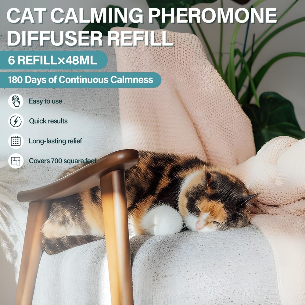 Cat Calming Diffuser Refill 6 Pack Pheromone Six pack, Green