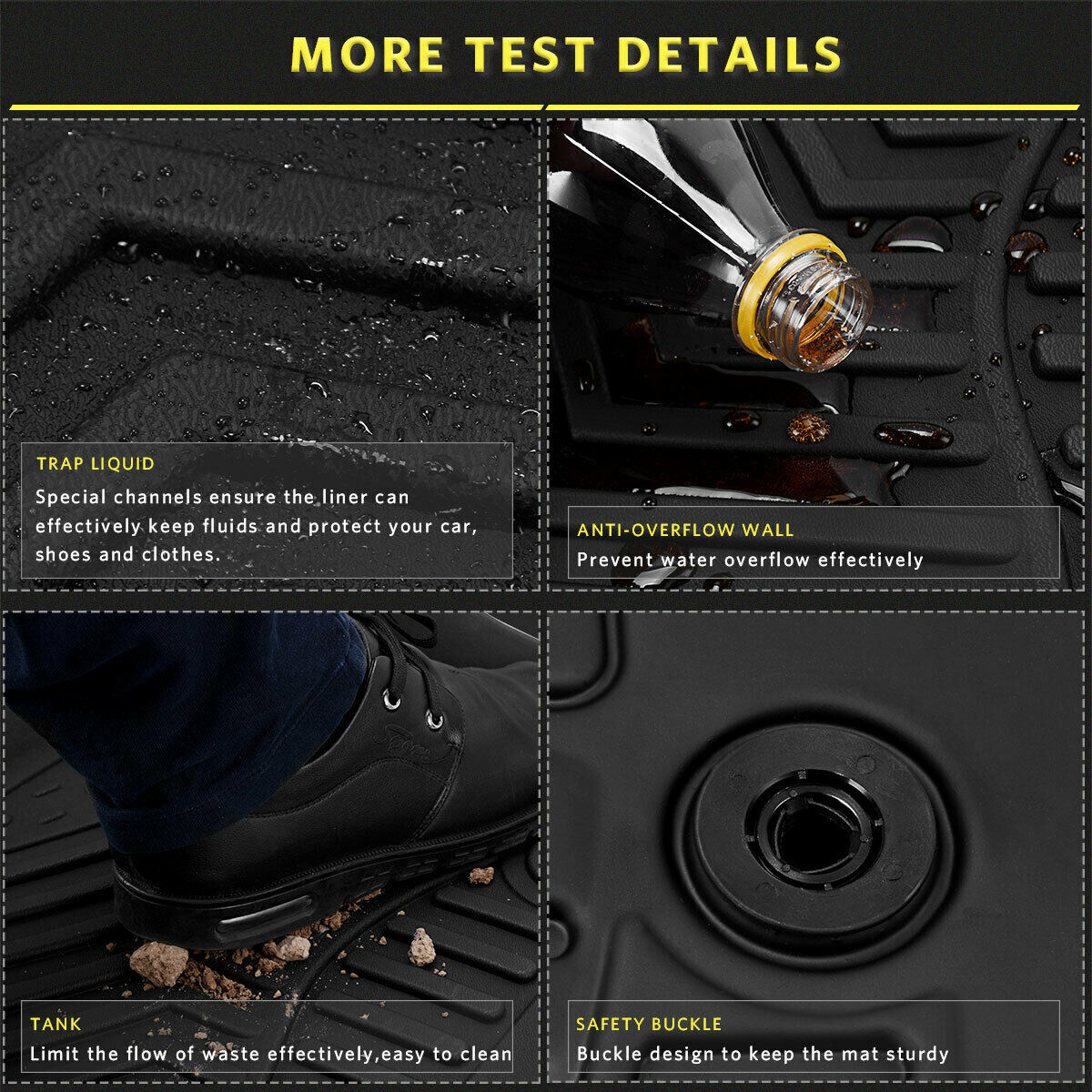 For 2008-2020 Dodge Grand Caravan Floor Mats Black Rubber All Weather Protection