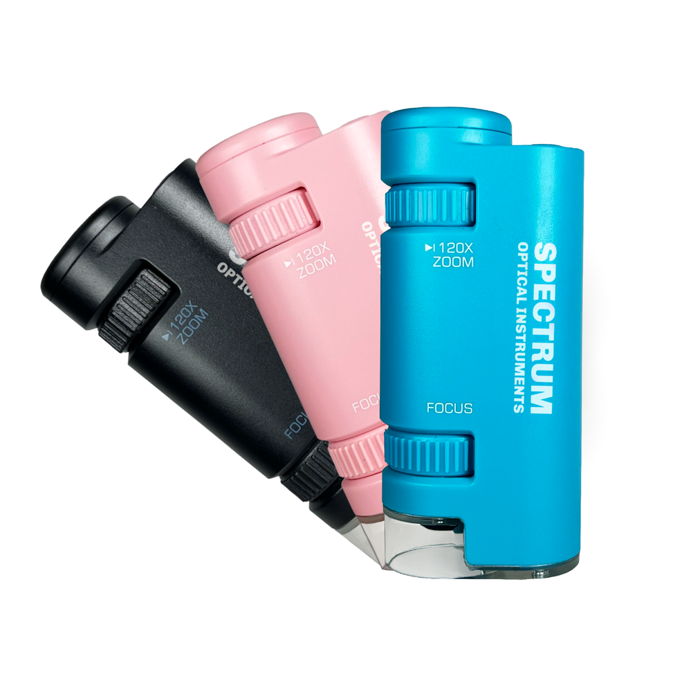 EasyMicro 60X - 120X LED Lighted Zoom Microscope (Black Color) - SpectrumOI