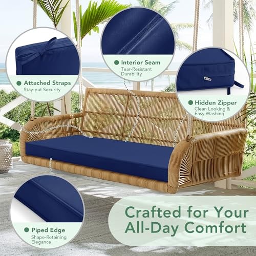 Outdoor Bench Cushion: Waterproof and Fade Resistant Patio 42x18x3 Inch Navy