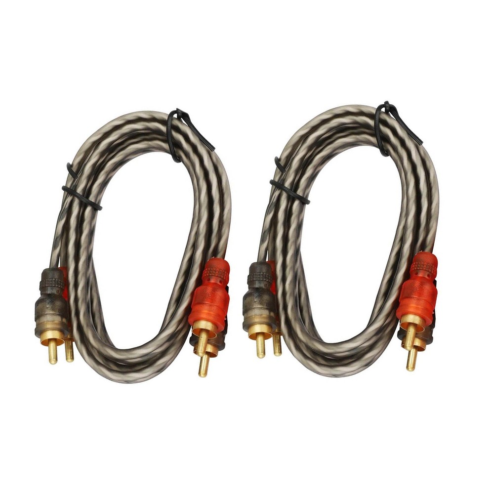2PCS RCA Cables 2 Channel Twisted 4Ft Shielded Audio Interconnect Amp Wire