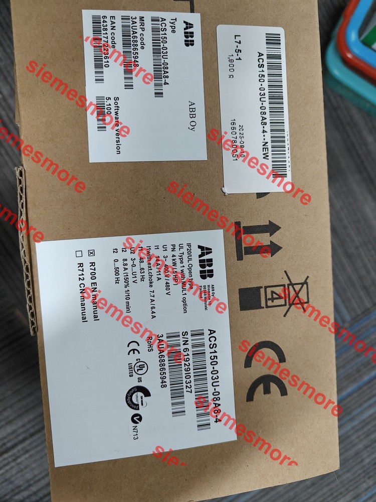 ACS150-03U-08A8-4 ABB VFD, 480V, 5HP, Integrated Keypad,