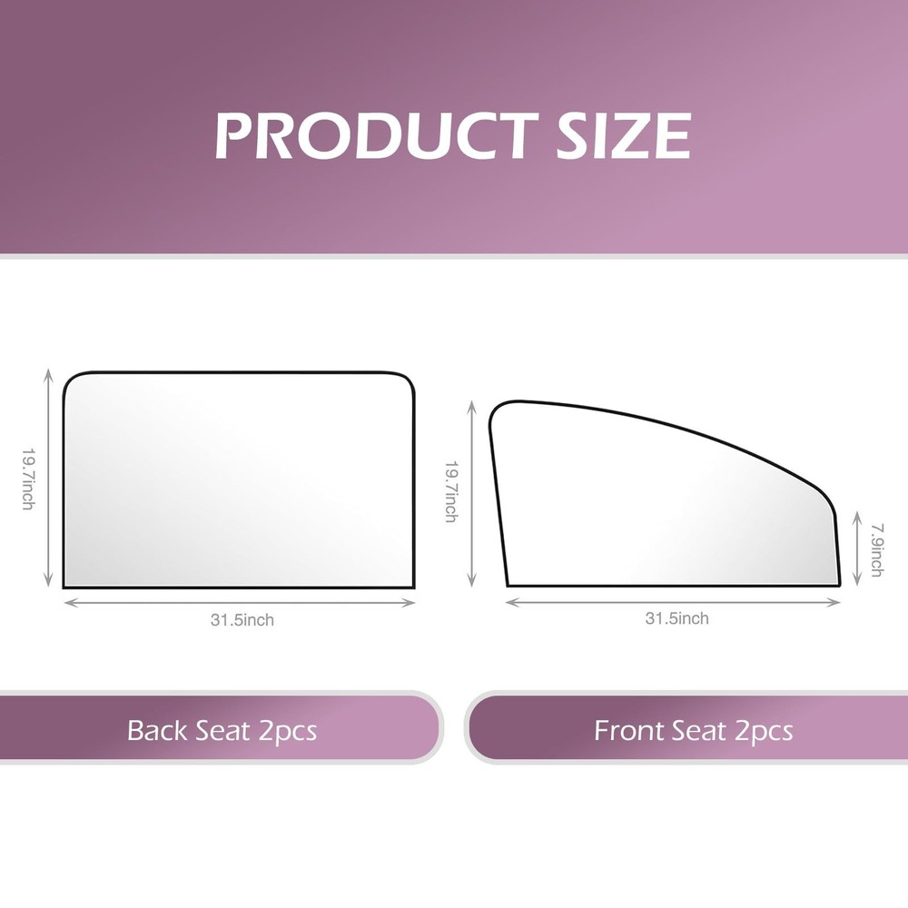 DACIRTY 4 PCS Side Window Windshield Sunshield, Full Shade Front Rear Black