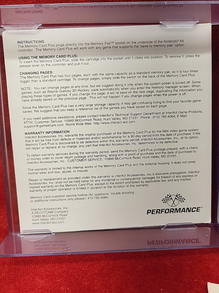 Nintendo 64 Memory Card Plus with Case - READ