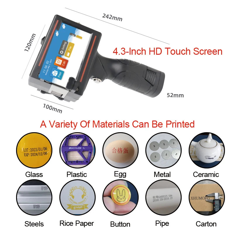 12.7mm handheld inkjet printer prints expiration date code barcode brand logo