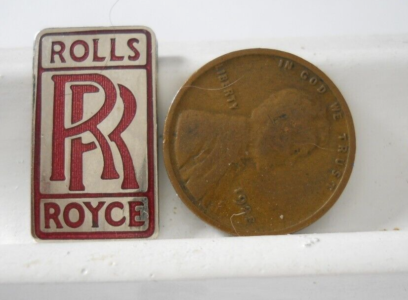 ROLLS ROYCE Red Script 7/8" x 1/2" Chrome Collector Logo Car Token Medallion