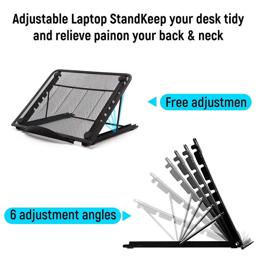 Black Portable Adjustable Laptop Stand Notebook Tablet Holder Foldable