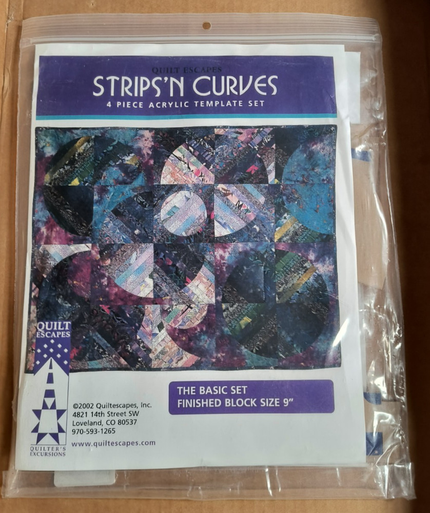 Quilt Escapes Strips N Curves 4 Acrylic Template Set Basic Set Block Size 9"