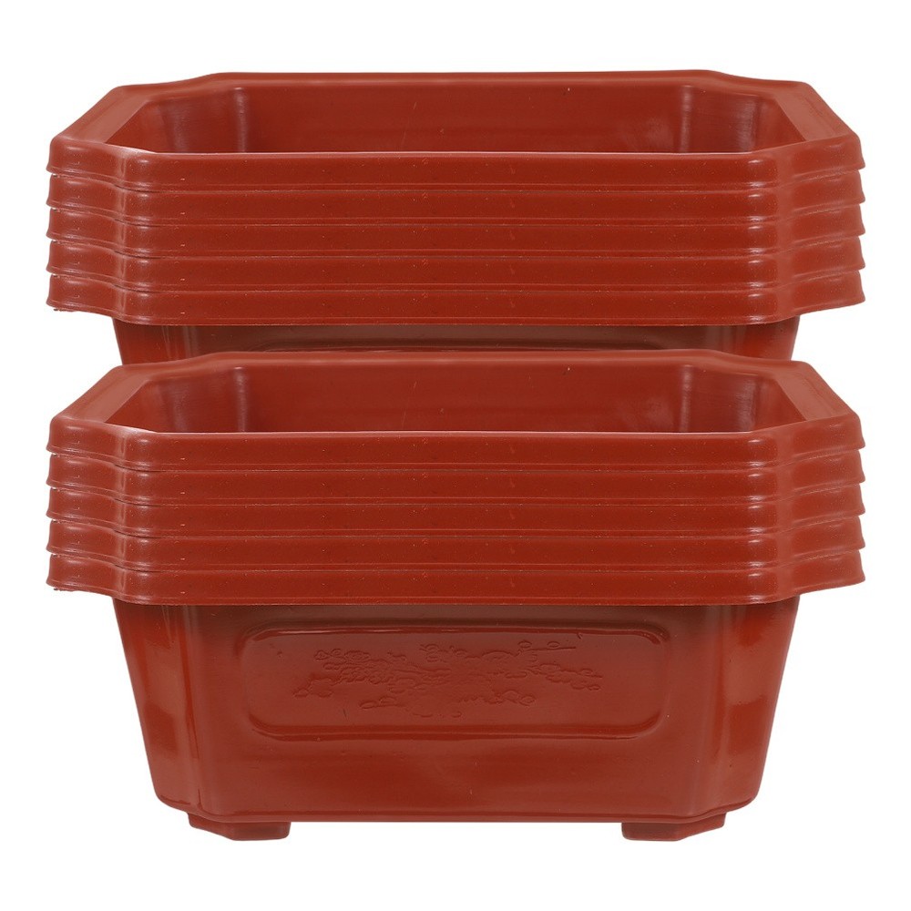 10 Pcs Vintage Rectangular Plastic Bonsai Flower Pots for Succulent Gardening