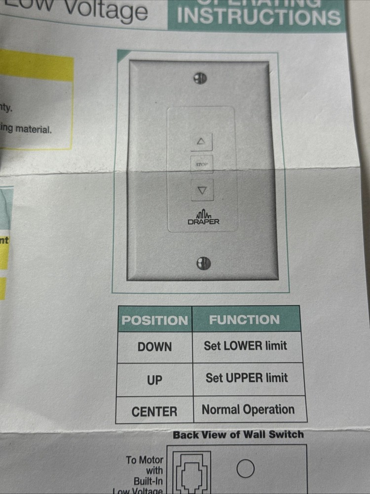 Draper C112.109 Wall Control Switch Low Voltage New