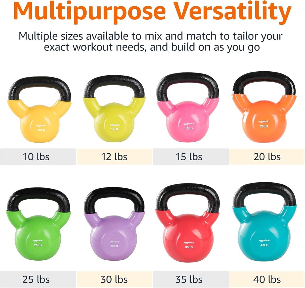Vinyl Coated Cast Iron Kettlebell, 40 Lbs Amazon Basics, Blue