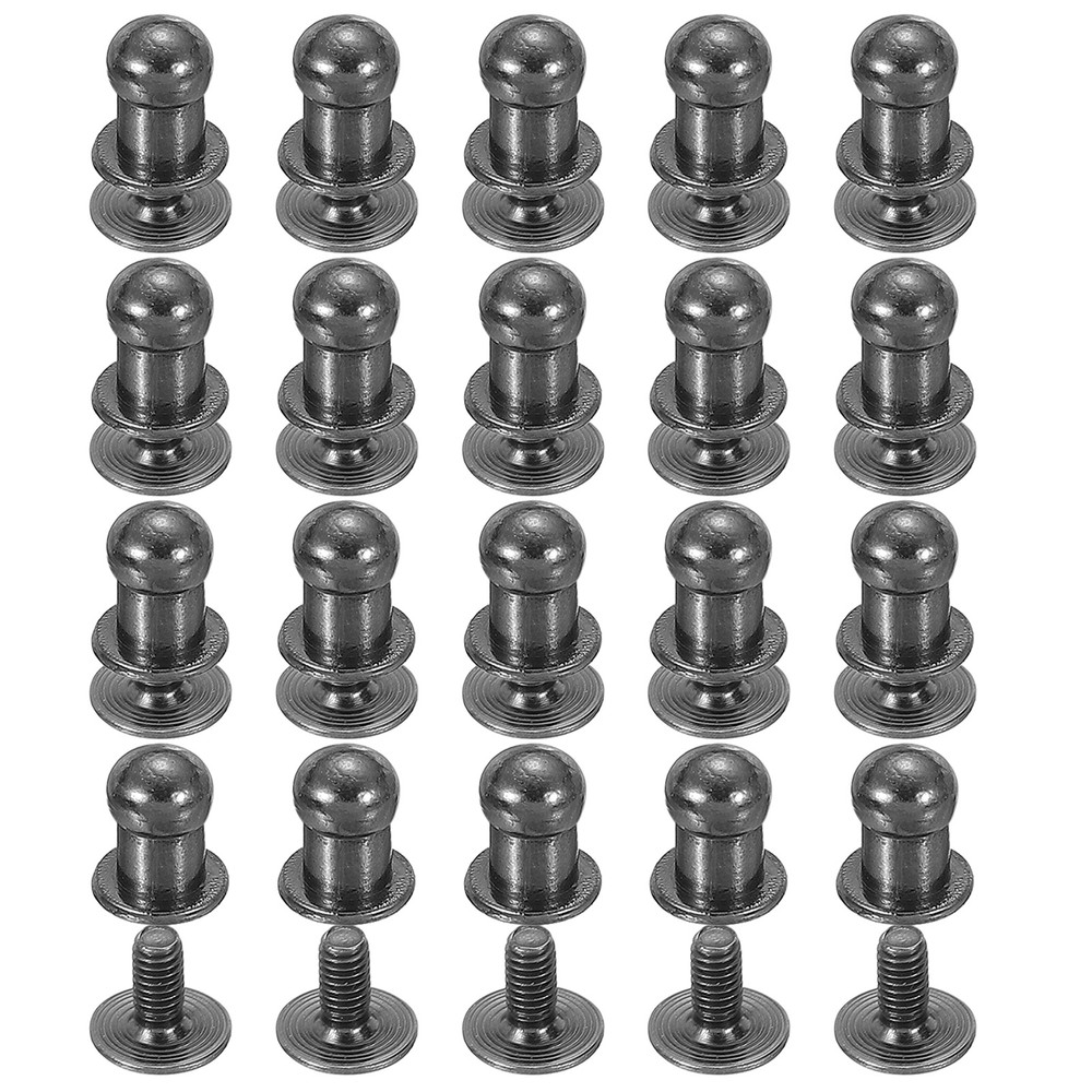 20Set 5mm Leather Rivets Ball Head Stud Screw Back Round Head Button Black
