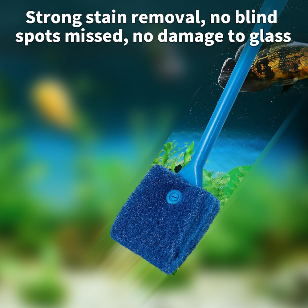 Aquarium Algae Scraper Double Sided Sponge Brush Cleaner Long Handle Fish Tank S