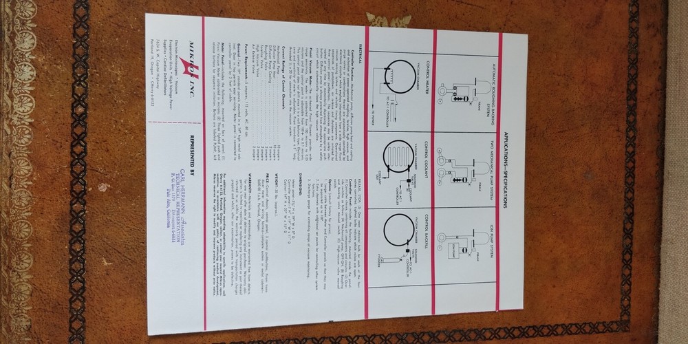 1962 ~ Mikros Inc. ~ Automatic Controller for Vacuum Systems Model AC-1
