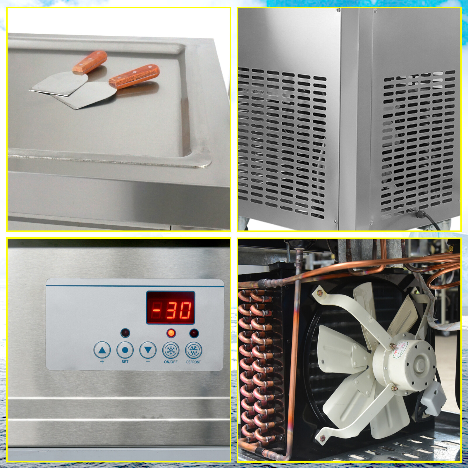 Kolice Commercial ETL 21"X21'' Square Pan Fry Ice Cream Roll Machine,90% New