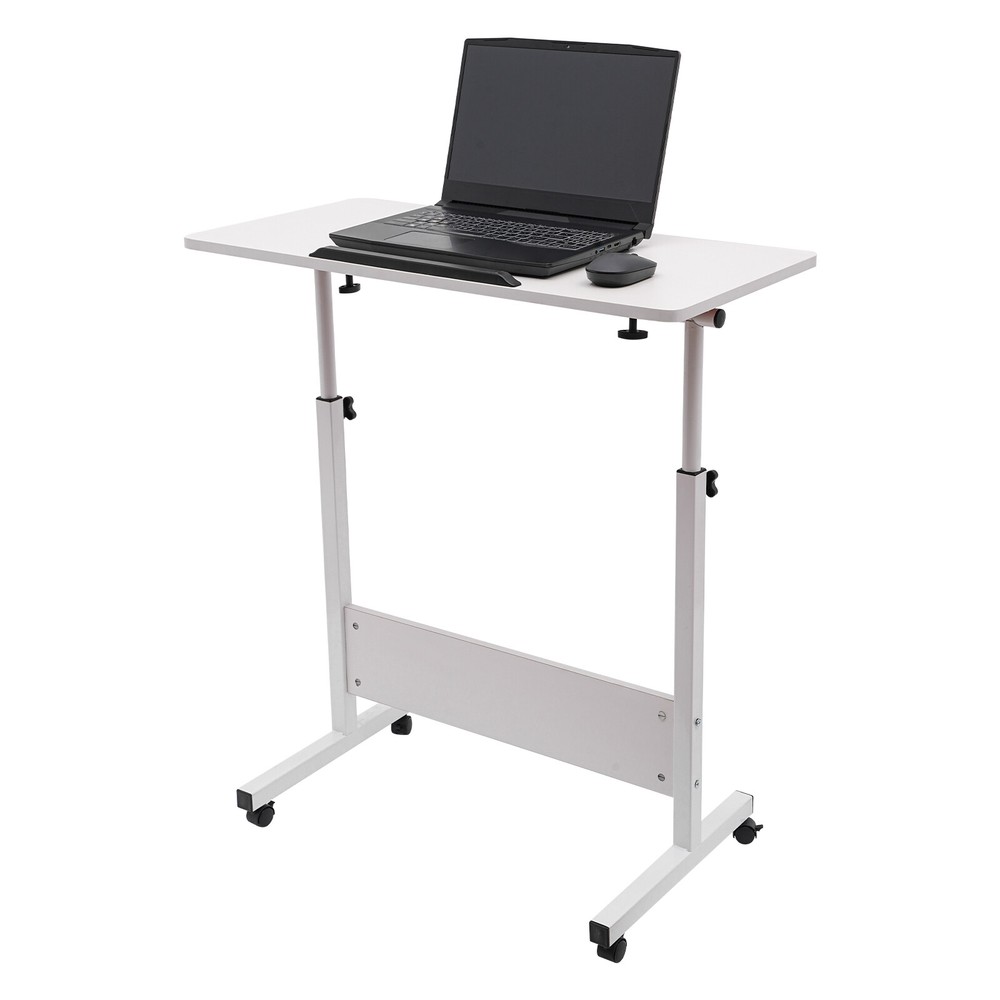 31*16in Portable Laptop Desk Rolling Computer Stand with Adjustable Height White
