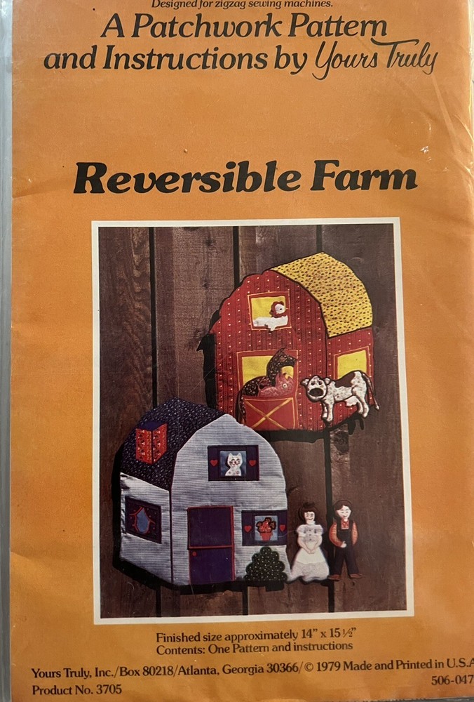 Yours truly Patchwork pattern 3705 Reversible Farm, animals, people uncut