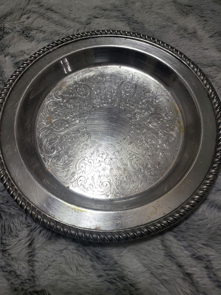 Silver Serving Dish, Poole Silver, 12" , Vintage!