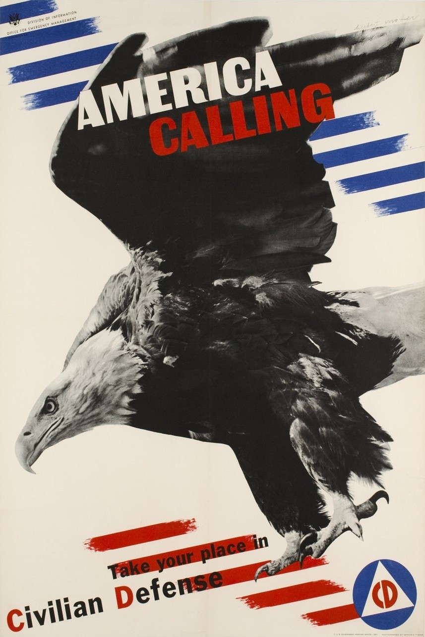 🇺🇸 America Calling Civil Defense Poster - 24x36” Retro 1940s - Classic Print