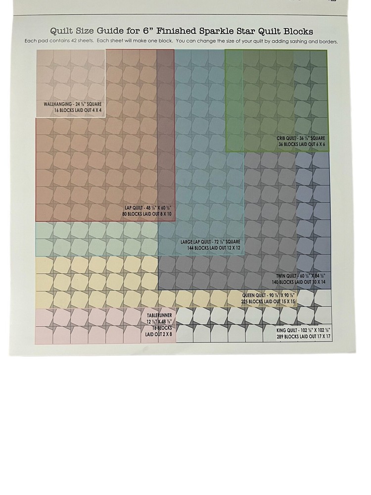 6" Sparkle Star Foundation Paper, Pad 42 Sheets It's Sew Emma + Bonus Pattern