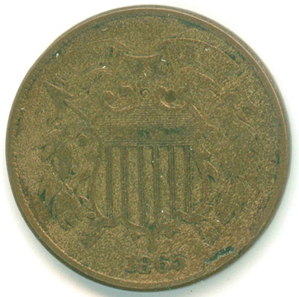 1865 Two Cent Piece Piece Original Coin