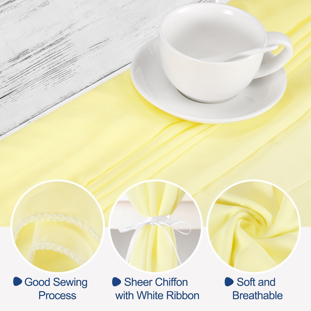 10Ft Chiffon Table Runner 28 x 120 Inch Rustic Gauze Tablecloth Cream