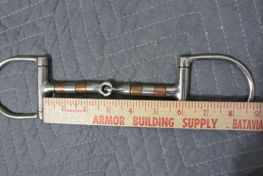 5.75" D Ring Horse Snaffle Bit w/Copper Rollers Stainless Steel