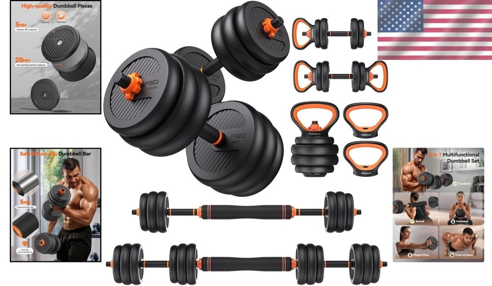 DS2 Adjustable Dumbbells 5-in-1 Set: Versatile Home Gym Solution, 20-90lbs