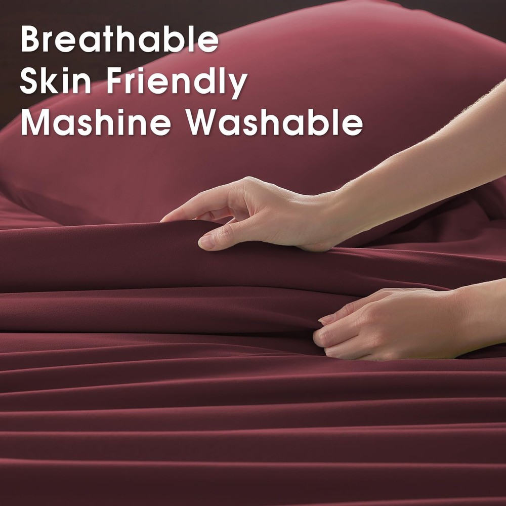 USXIBEI King Size 4 Piece Sheet Set - Comfy Breathable & Cooling Bed Sheets Set,