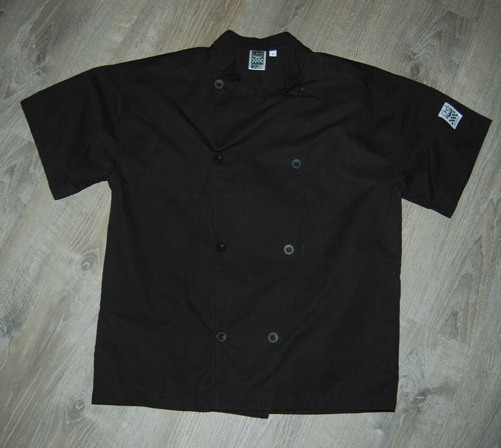 Chef Revival Black Poly Cotton Short Sleeve Vented Chef Coat Size Medium