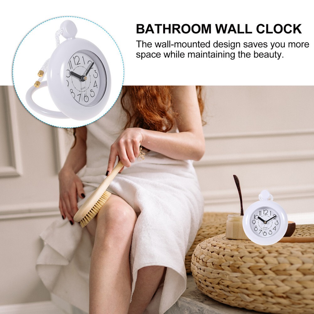 Bathroom Waterproof Wall Clock Digital Hanging Rope Rustic Decor Clocks