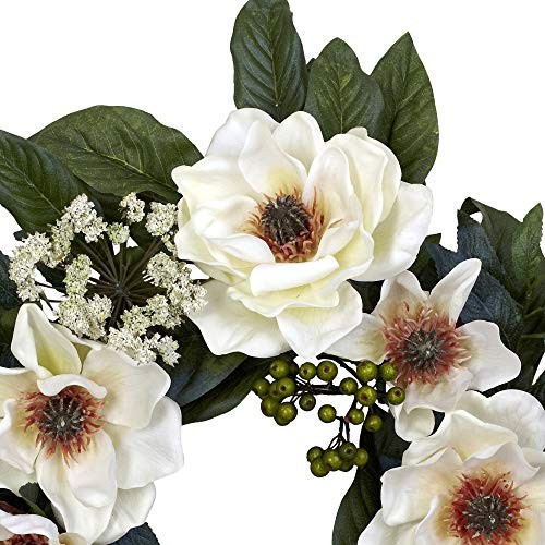 4793 22in. Magnolia Wreath,White