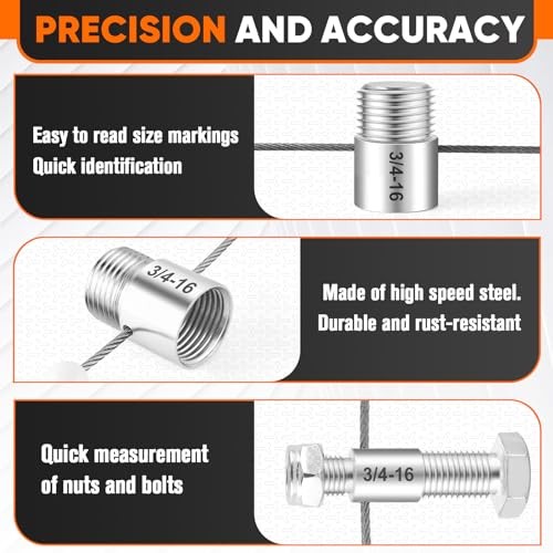 Nut and Bolt Thread Checker - (44 Gauges) High 44 specifications Black & White