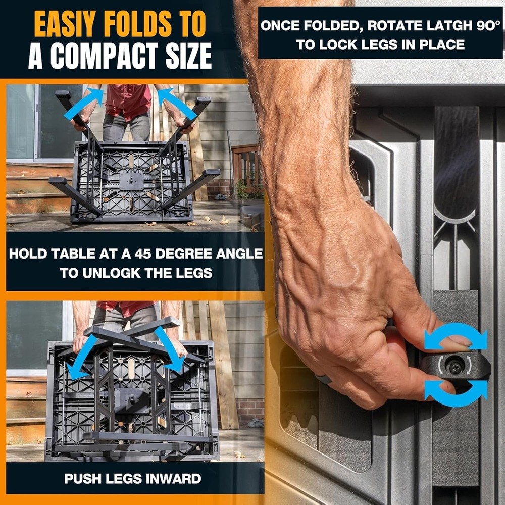 Versatile Heavy-Duty Folding Worktable - 34” W x 24” D, Quick Setup in 3 Seconds