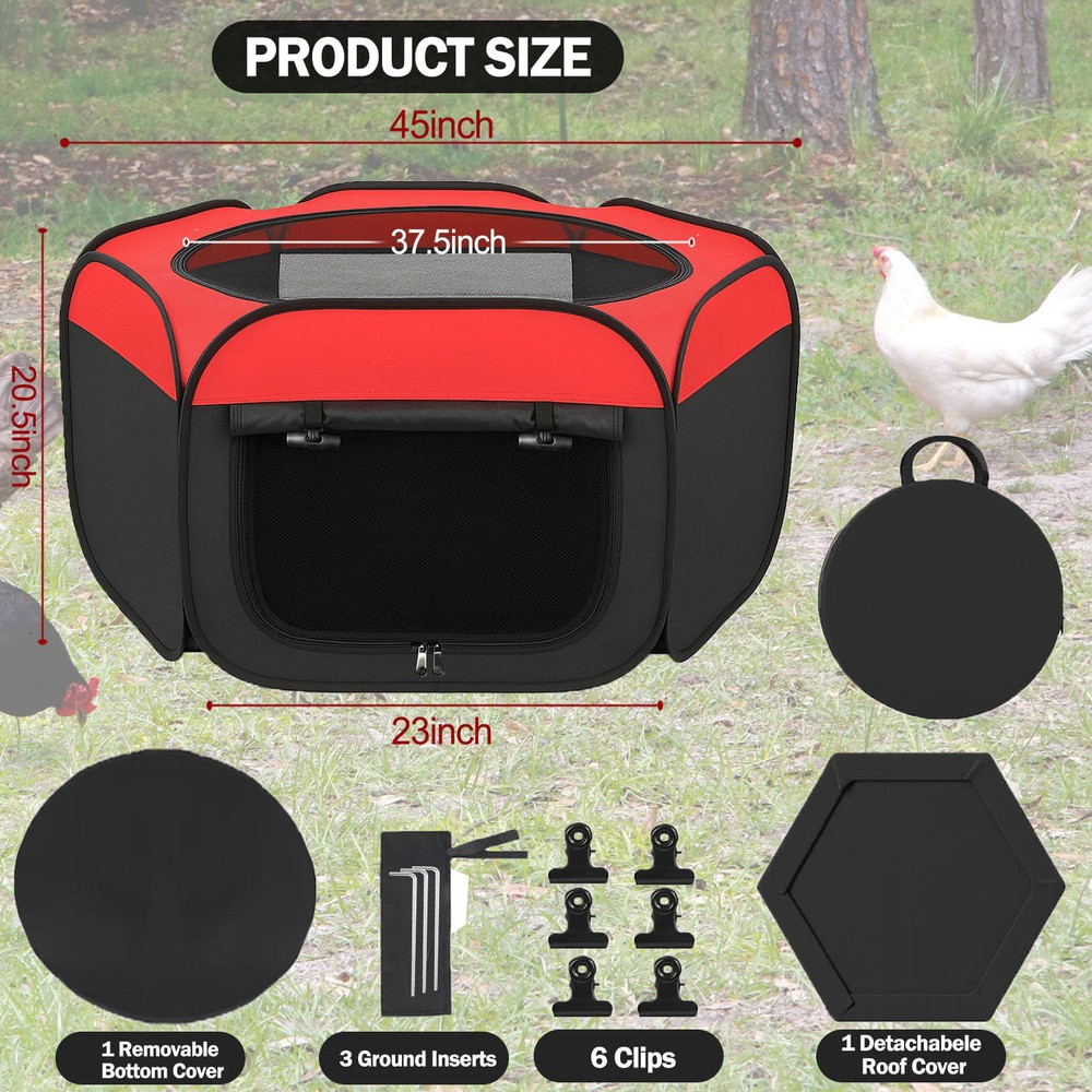 Chicken Brooder Box for Chicks, Pop up Chick Starter Kit Brooder Pen with Double