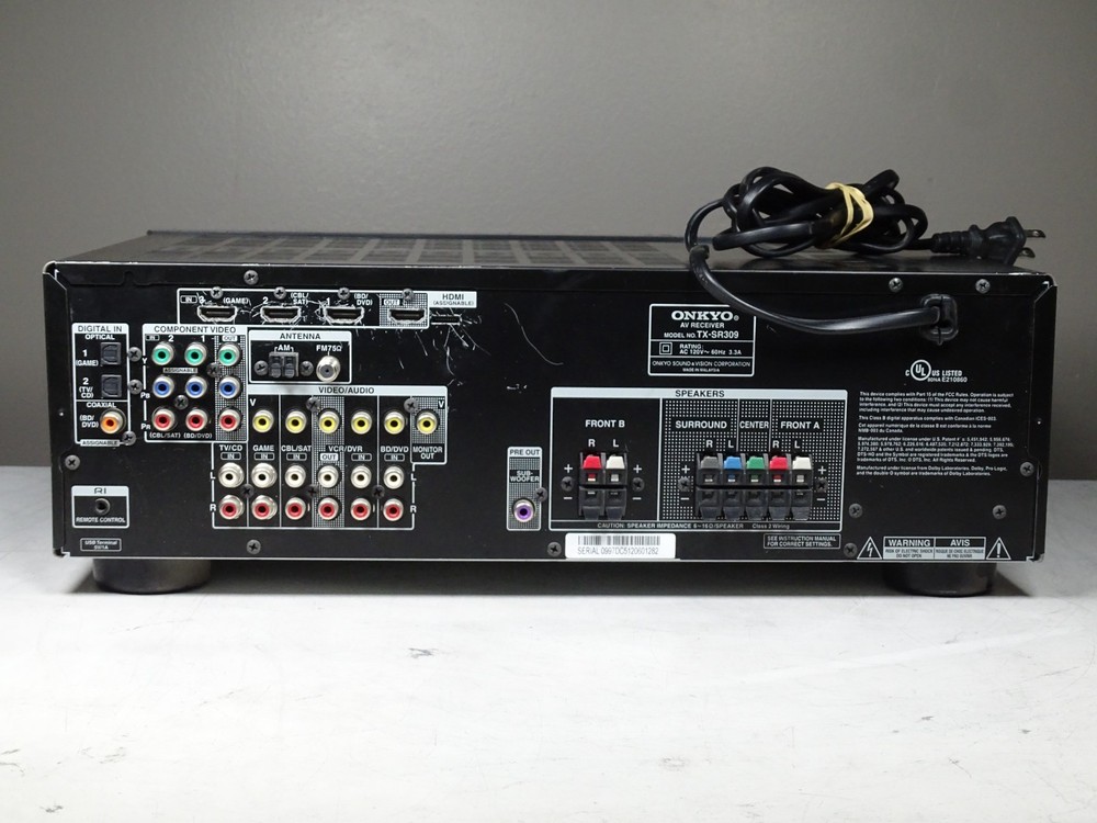 ONKYO A/V Receiver (TX-SR309) NO Remote-TESTED/Working