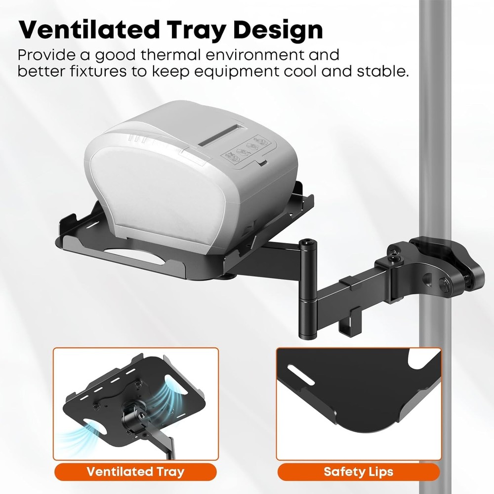 Adjustable Pole Mount Printer Stand Printer Pole Mount W/7.2x9.2 In Storage Tray