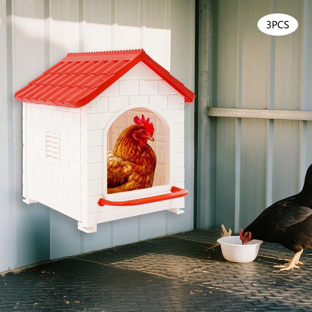 3 PCS Chicken Nesting Boxes Nesting Box with Nesting Pad for Laying Eggs Red