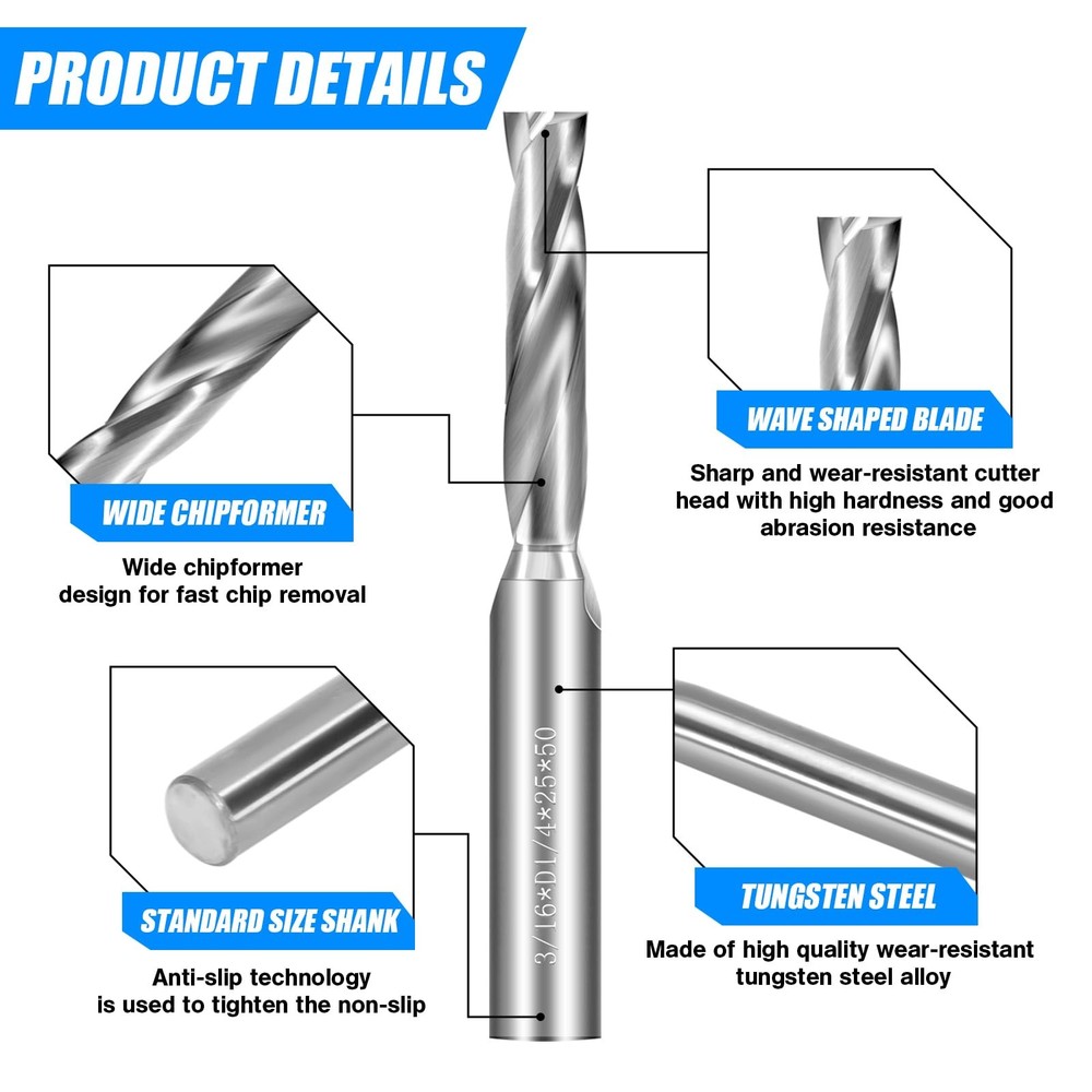 1/8" Flat Bottom Drill Bits Solid Carbide Tungsten Jobber Metal Tool 2 PCS