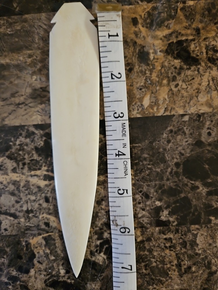 ENGRAVED WOLF WATER BUFFALO BONE SPEAR POINT 7+" POWWOW RENDEZVOUS