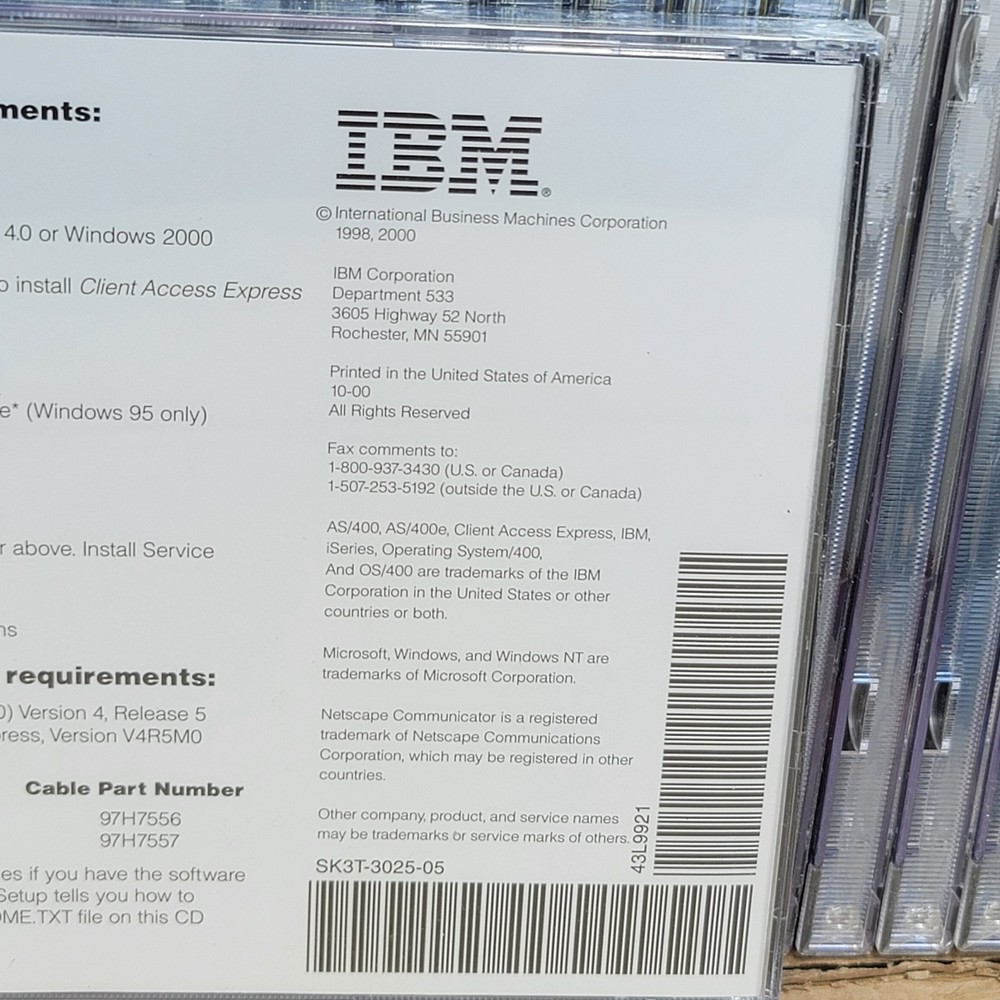 IBM EZ-Setup iSeries, AS/400e CD-ROM Client Access Express Netscape Communicator