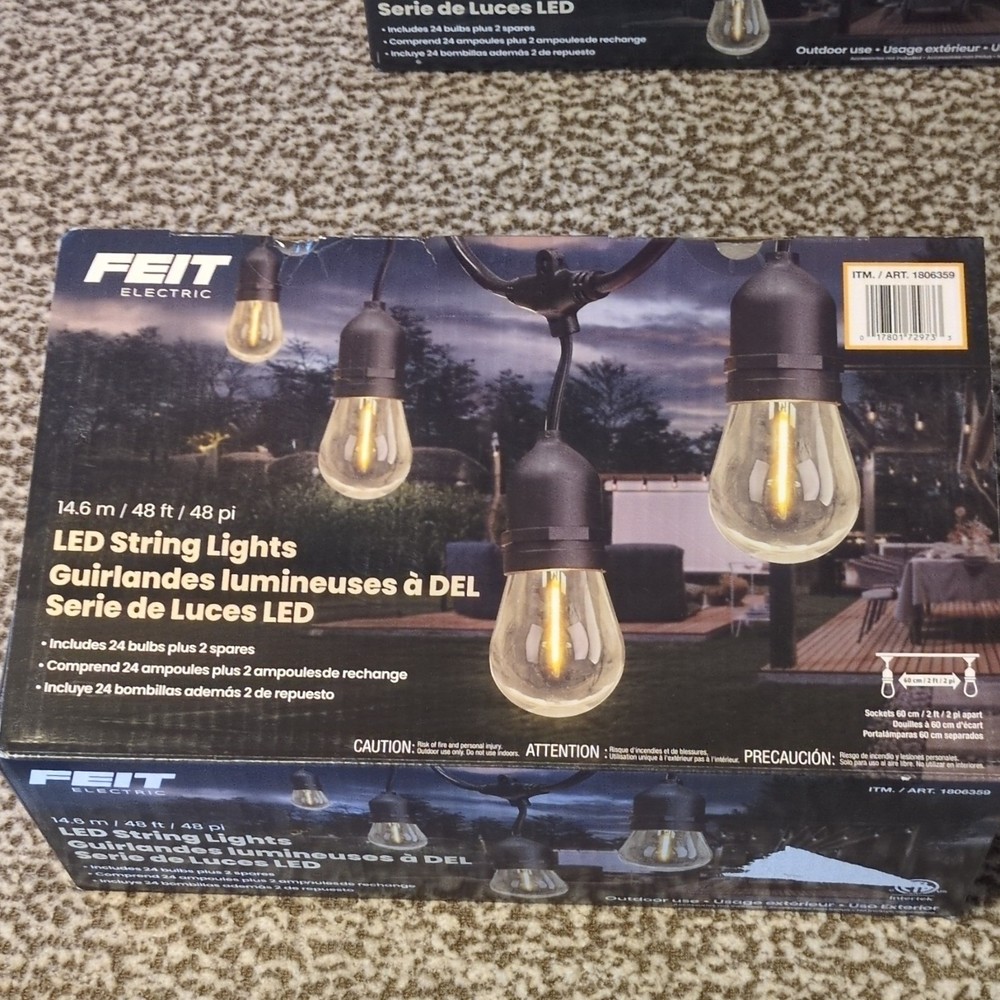 Feit Electric LED String Light 24 Bulbs 48ft Outdoor Warm White