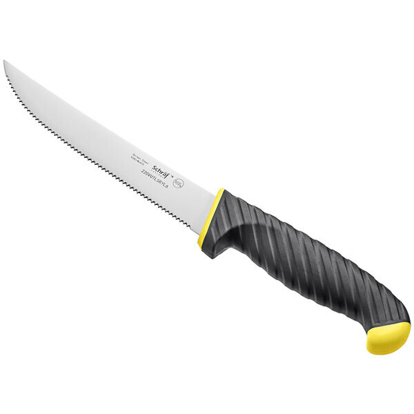 Schraf 6" Serrated Utility Knife with Yellow TPRgrip Handle