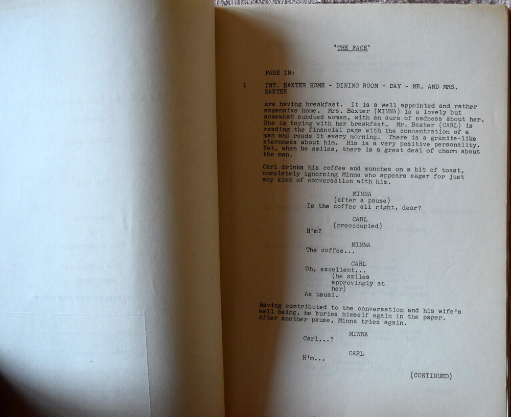 1953 Four Star Playhouse "The Face" Original Screenplay Script #24