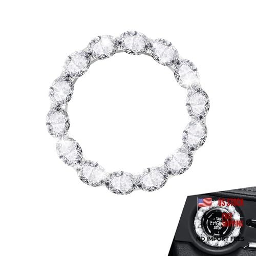 Car Push Start Button Cover, Shiny Key Ignition Switch Knob Ring, Crystal